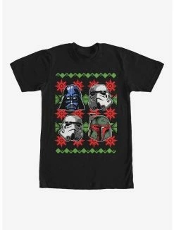 New 🧨 Star Wars Ugly 🎄 Christmas Sweater Empire Helmets T-Shirt 🔔