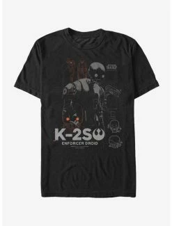 Deals 🌟 Star Wars K-2SO Schematic Detail Print T-Shirt 👏