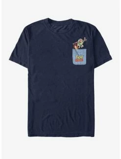Promo 🥰 Disney Pixar Toy Story Buzz Woody Faux Pocket T-Shirt 🛒