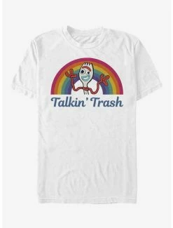 Discount ⭐ Disney Pixar Toy Story 4 Forky Talkin Trash White T-Shirt 😉