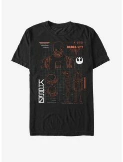 Discount ❤️ Star Wars K-2SO Rebel Spy Schematic Print T-Shirt 👍